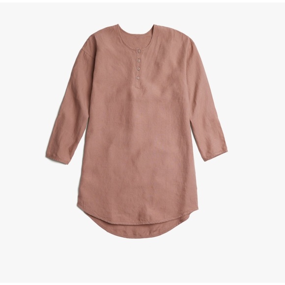 Parachute Tops - Parachute linen sleep shirt in clay Small